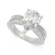 Sabrina Pear Cut Solitaire Hand Engraved Milgrain Engagement Ring Setting - Nivetta